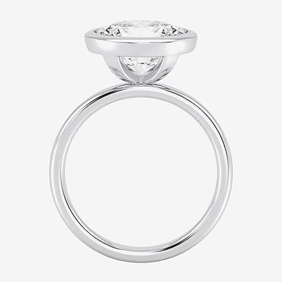 (F / Si1) Womens 3 CT. Lab Grown White Diamond 10K Gold Oval Solitaire Engagement Ring