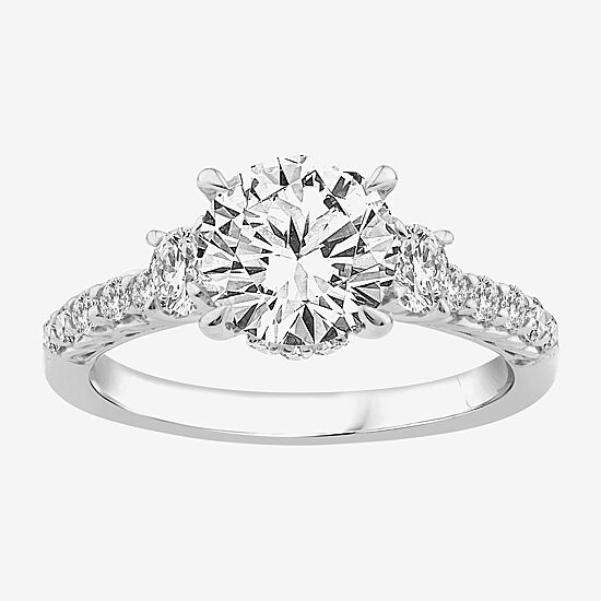 Love Lives Forever (F / Vs2) Womens 2 1/2 CT. T.W. Lab Grown White Diamond 10K Gold Round Side Stone Eternity Engagement Ring