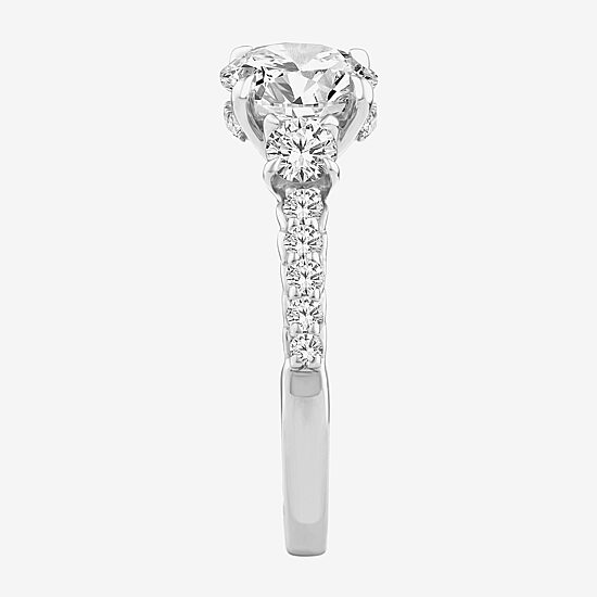 Love Lives Forever (F / Vs2) Womens 2 1/2 CT. T.W. Lab Grown White Diamond 10K Gold Round Side Stone Eternity Engagement Ring