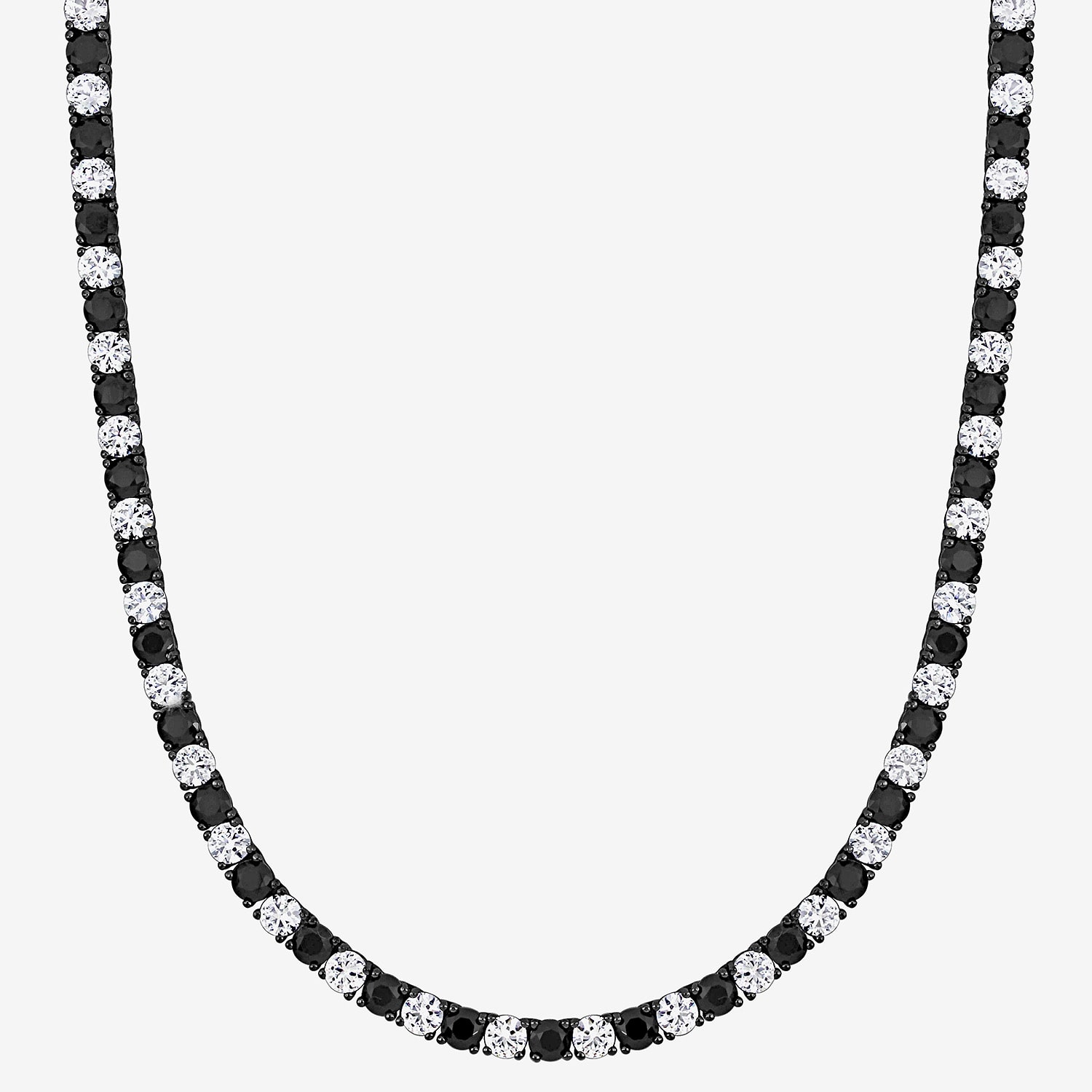 Mens Lab Created Black & White Sapphire Sterling Silver Tennis Necklaces
