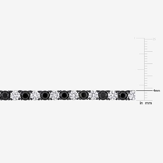 Mens Lab Created Black & White Sapphire Sterling Silver Tennis Necklaces