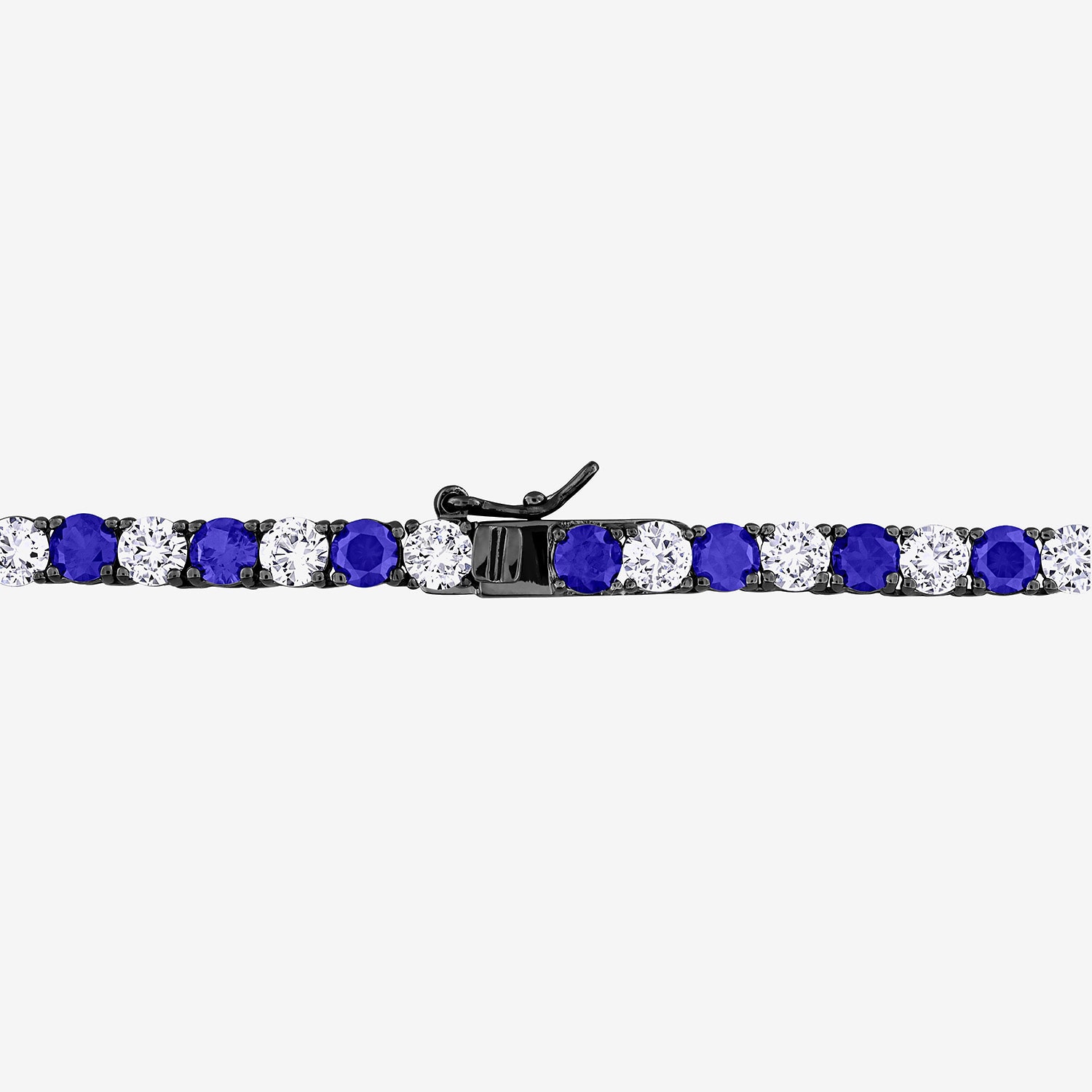 Mens Lab Created Blue & White Sapphire Sterling Silver Tennis Necklaces