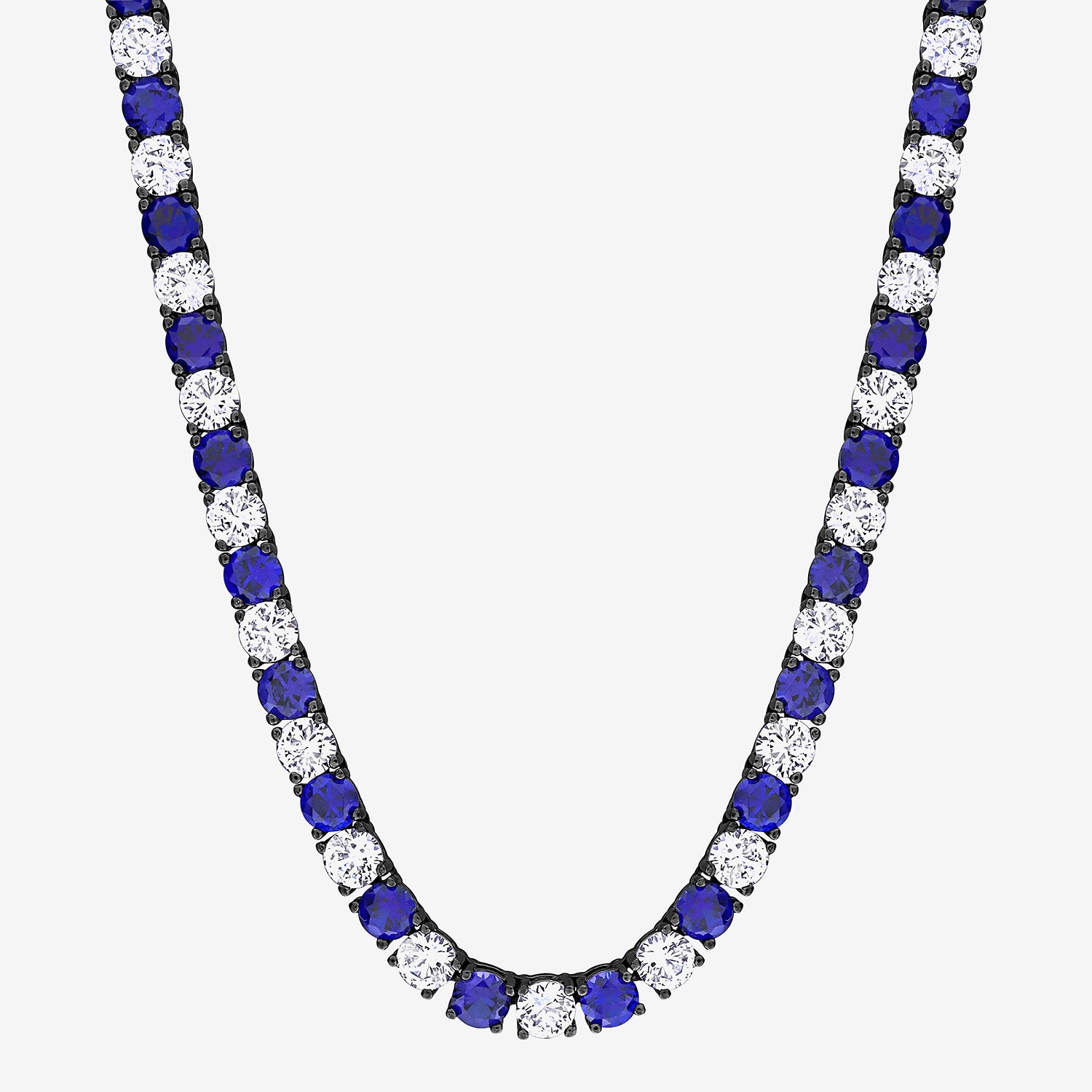 Mens Lab Created Blue & White Sapphire Sterling Silver Tennis Necklaces