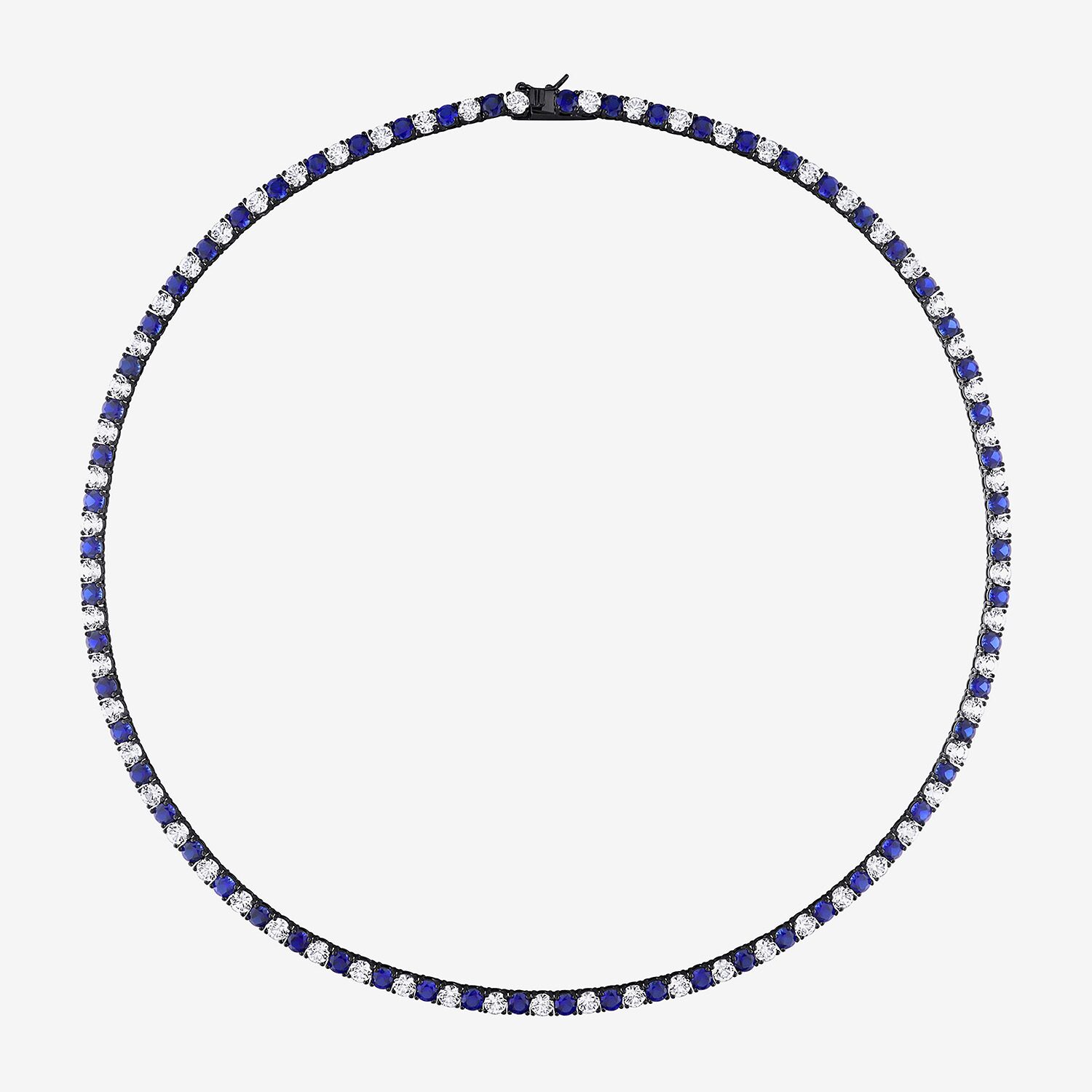Mens Lab Created Blue & White Sapphire Sterling Silver Tennis Necklaces