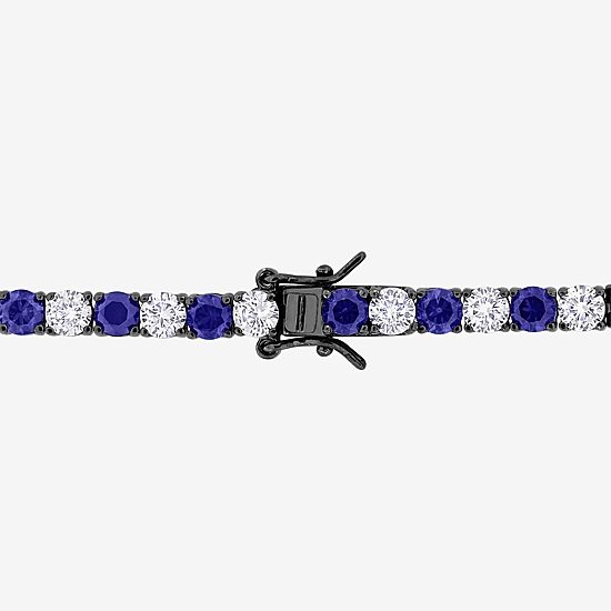 Mens Lab Created Blue Sapphire Sterling Silver 9 Inch Tennis Bracelet