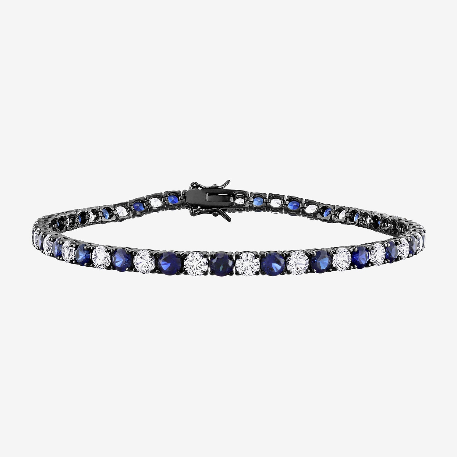Mens Lab Created Blue Sapphire Sterling Silver 9 Inch Tennis Bracelet