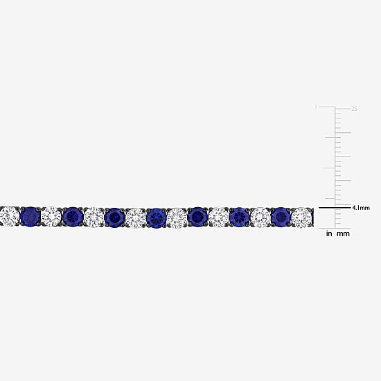 Mens Lab Created Blue Sapphire Sterling Silver 9 Inch Tennis Bracelet
