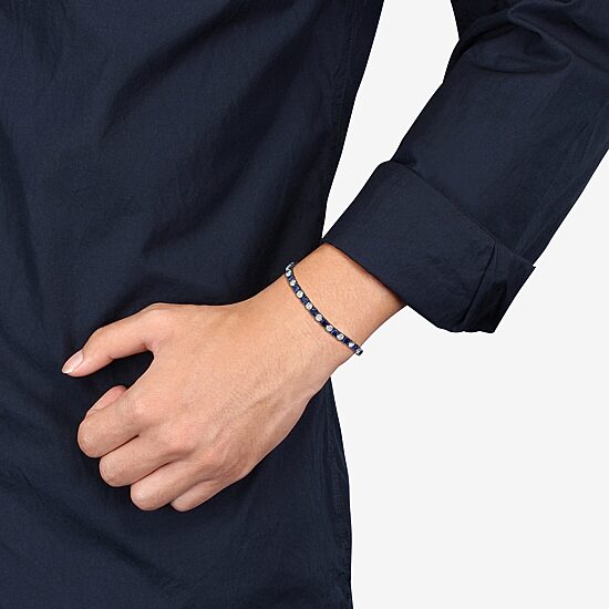 Mens Lab Created Blue Sapphire Sterling Silver 9 Inch Tennis Bracelet