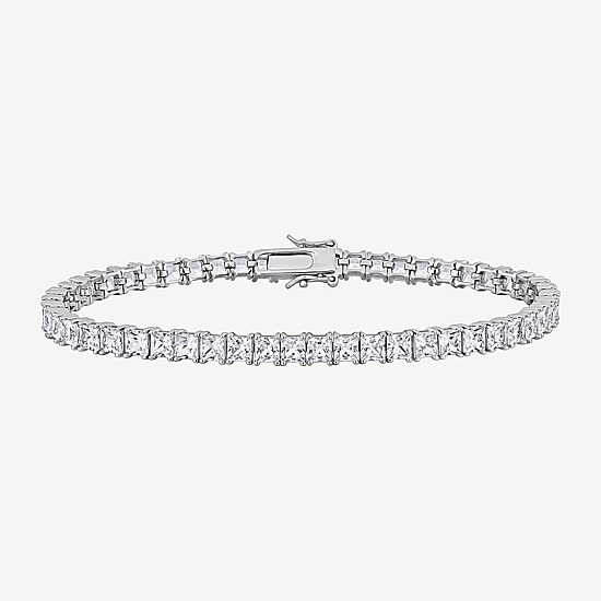 Mens Lab Created White Sapphire Sterling Silver 9 Inch Tennis Bracelet