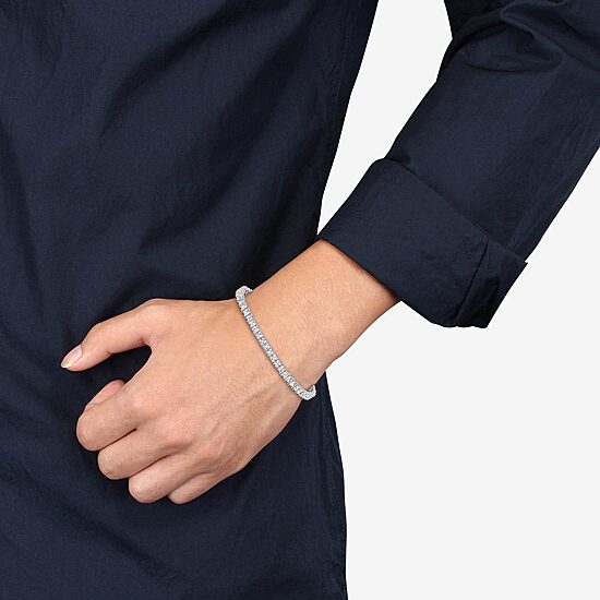 Mens Lab Created White Sapphire Sterling Silver 9 Inch Tennis Bracelet