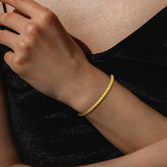 Mens 18K Gold Over Silver Titanium Stretch Bracelet