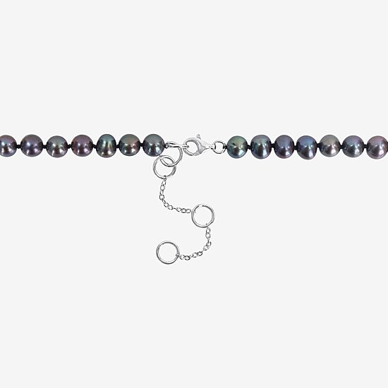 Mens Black Sterling Silver 19 Inch Strand Necklace
