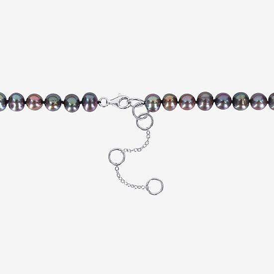 Mens Black Sterling Silver 19 Inch Strand Necklace