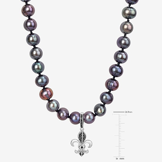 Mens Black Sterling Silver 19 Inch Strand Necklace