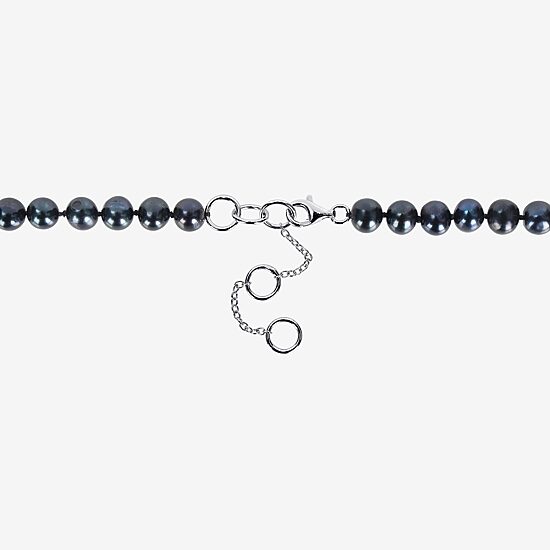 Mens Black Sterling Silver 19 Inch Strand Necklace