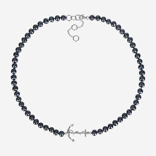 Mens Black Sterling Silver 19 Inch Strand Necklace