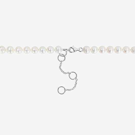 Mens White Sterling Silver 19 Inch Strand Necklace