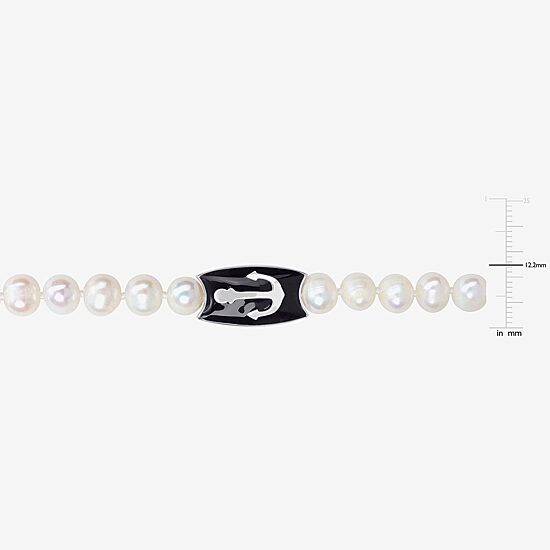 Mens White Sterling Silver 19 Inch Strand Necklace