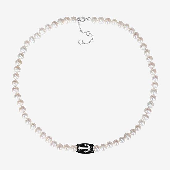 Mens White Sterling Silver 19 Inch Strand Necklace