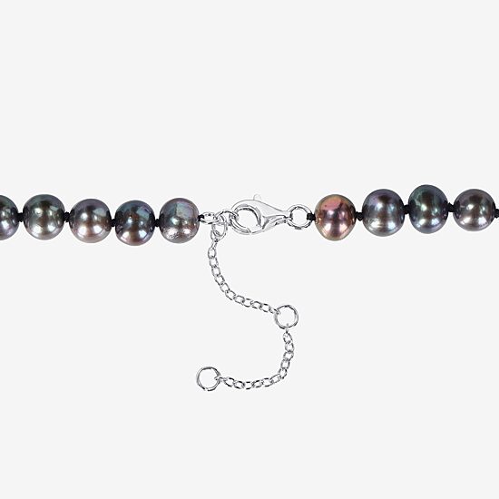 Mens Black Sterling Silver 19 Inch Strand Necklace