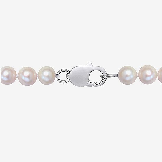 Mens White Sterling Silver 20 Inch Strand Necklace
