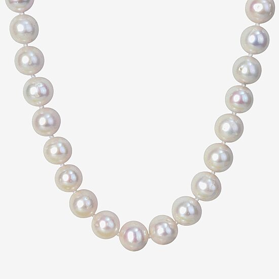 Mens White Sterling Silver 20 Inch Strand Necklace