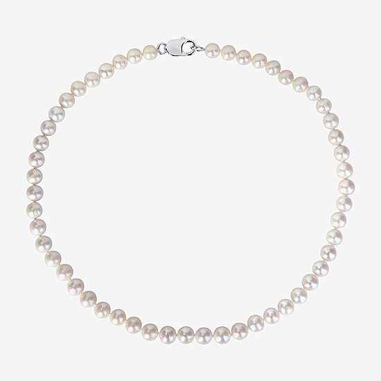 Mens White Sterling Silver 20 Inch Strand Necklace