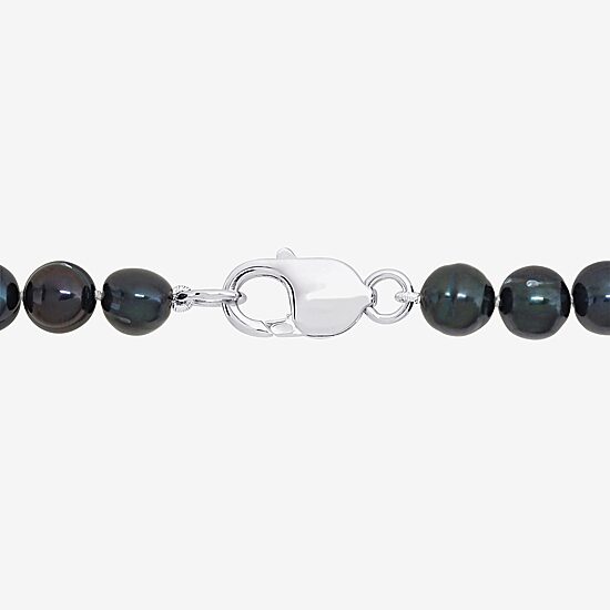 Mens Black Sterling Silver 20 Inch Strand Necklace
