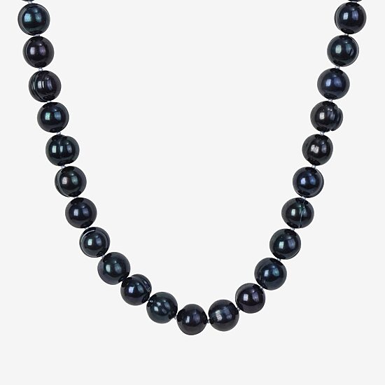 Mens Black Sterling Silver 20 Inch Strand Necklace