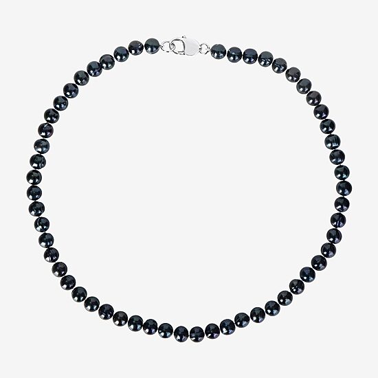 Mens Black Sterling Silver 20 Inch Strand Necklace