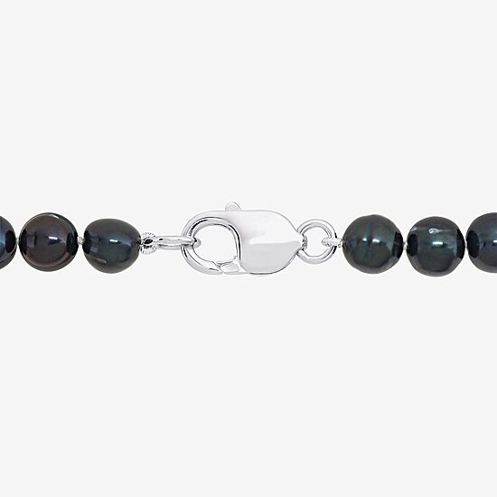 Mens Dyed Black Cultured Freshwater Pearl Sterling Silver 2-pc. Jewelry Set