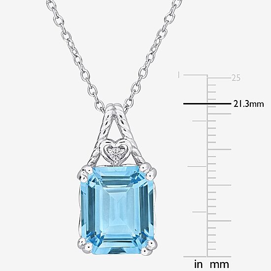 Womens Genuine Blue Topaz Sterling Silver 18 Inch Pendant Necklace