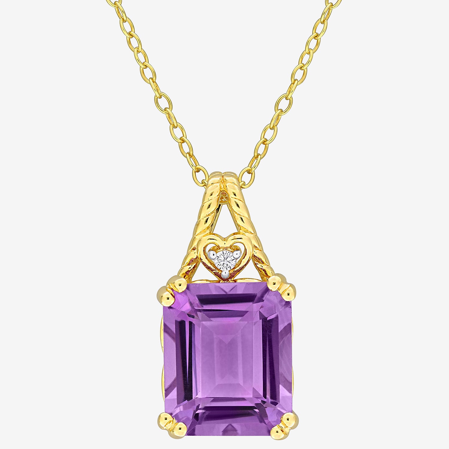 Womens Genuine Purple Amethyst 18K Gold Over Silver 18 Inch Pendant Necklace