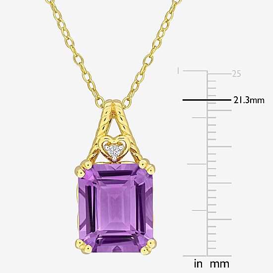 Womens Genuine Purple Amethyst 18K Gold Over Silver 18 Inch Pendant Necklace