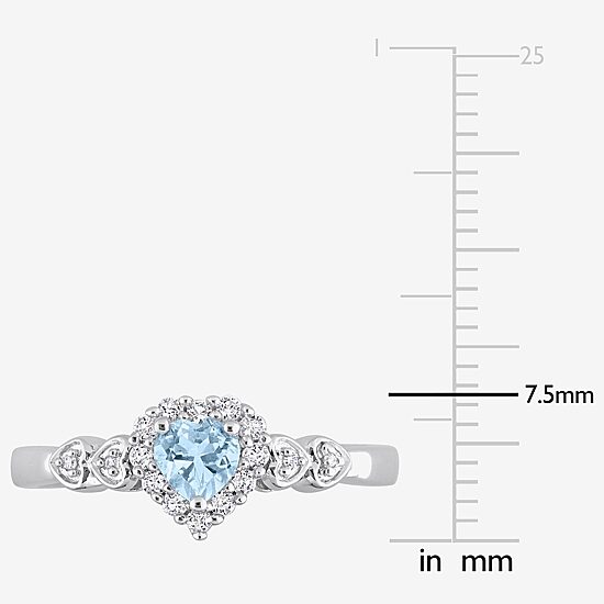 Womens Diamond Accent Genuine Blue Topaz Sterling Silver Heart Cocktail Ring