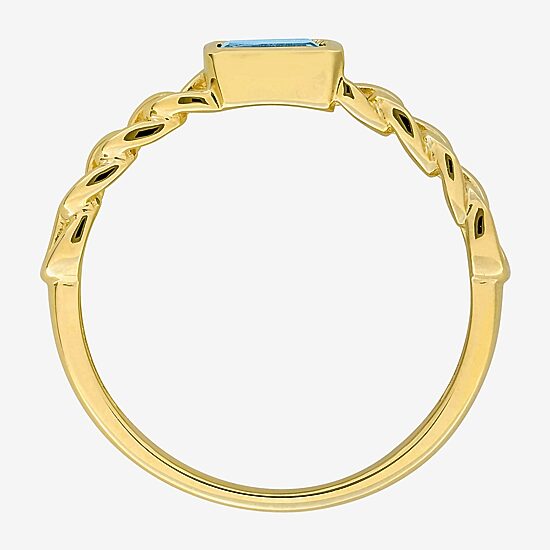 Womens Genuine Blue Topaz 14K Gold Cocktail Ring