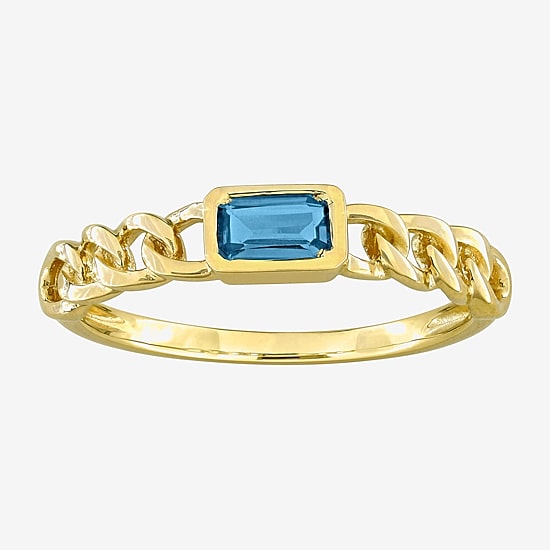 Womens Genuine Blue Topaz 14K Gold Cocktail Ring