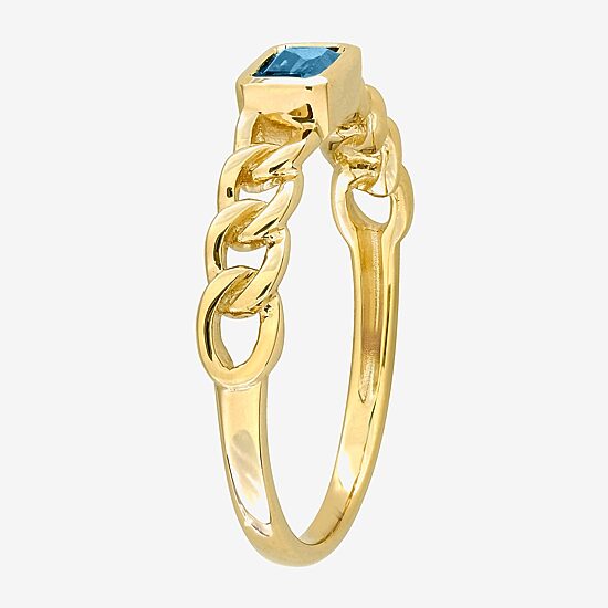 Womens Genuine Blue Topaz 14K Gold Cocktail Ring