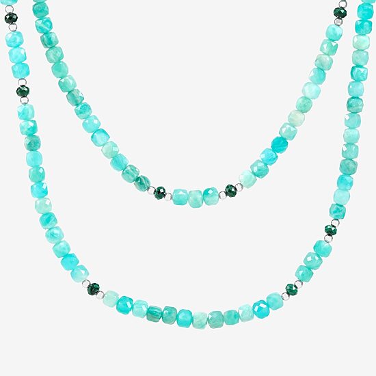 Silpada Womens Green Amazonite Sterling Silver 40 Inch Beaded Necklace