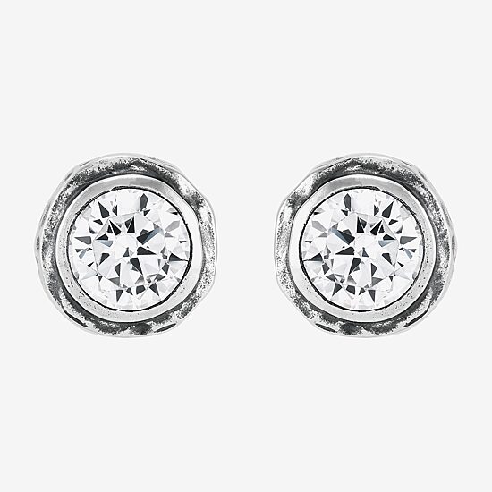 Silpada Cubic Zirconia Sterling Silver 12.1mm Round Stud Earrings