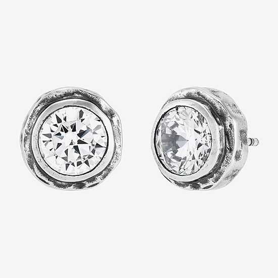 Silpada Cubic Zirconia Sterling Silver 12.1mm Round Stud Earrings