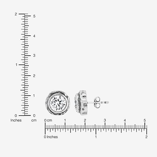 Silpada Cubic Zirconia Sterling Silver 12.1mm Round Stud Earrings