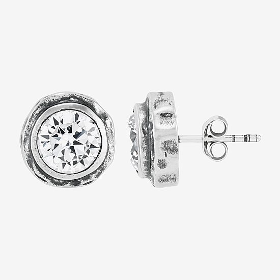 Silpada Cubic Zirconia Sterling Silver 12.1mm Round Stud Earrings