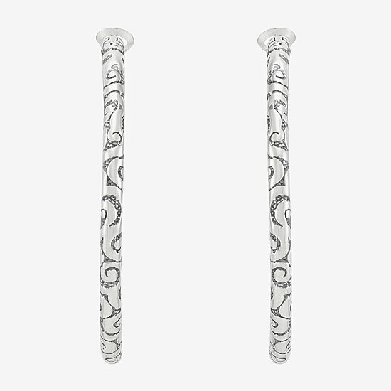 Silpada Womens Sterling Silver 42.3mm Round Hoop Earrings