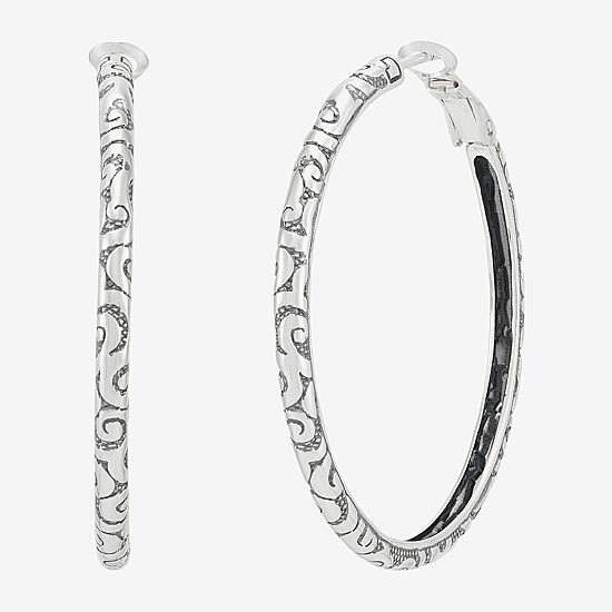Silpada Womens Sterling Silver 42.3mm Round Hoop Earrings