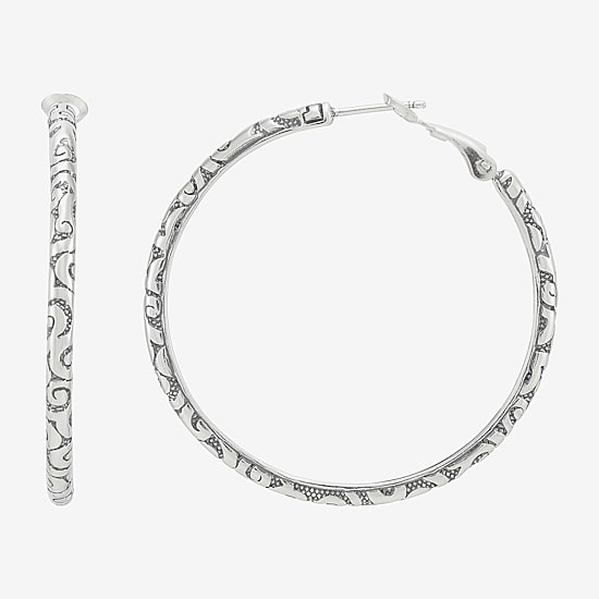 Silpada Womens Sterling Silver 42.3mm Round Hoop Earrings
