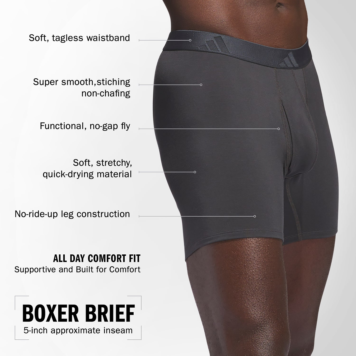 adidas Luxe Comfort Mens 3 Pack Boxer Briefs 5159307