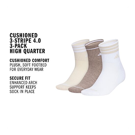 adidas Womens 3 Pair Quarter Ankle Socks