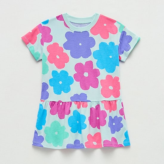 Okie Dokie Toddler & Little Girls Short Sleeve Drop Waist Dress