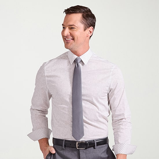 Nick Graham Mens Spread Collar Long Sleeve Shirt + Tie Set